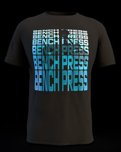 Bench Press in Blue on Unisex Tee - Cleekers
