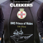 Black Pullover Hoodie with HMS Prince of Wales Crest and Sketch - Cleekers