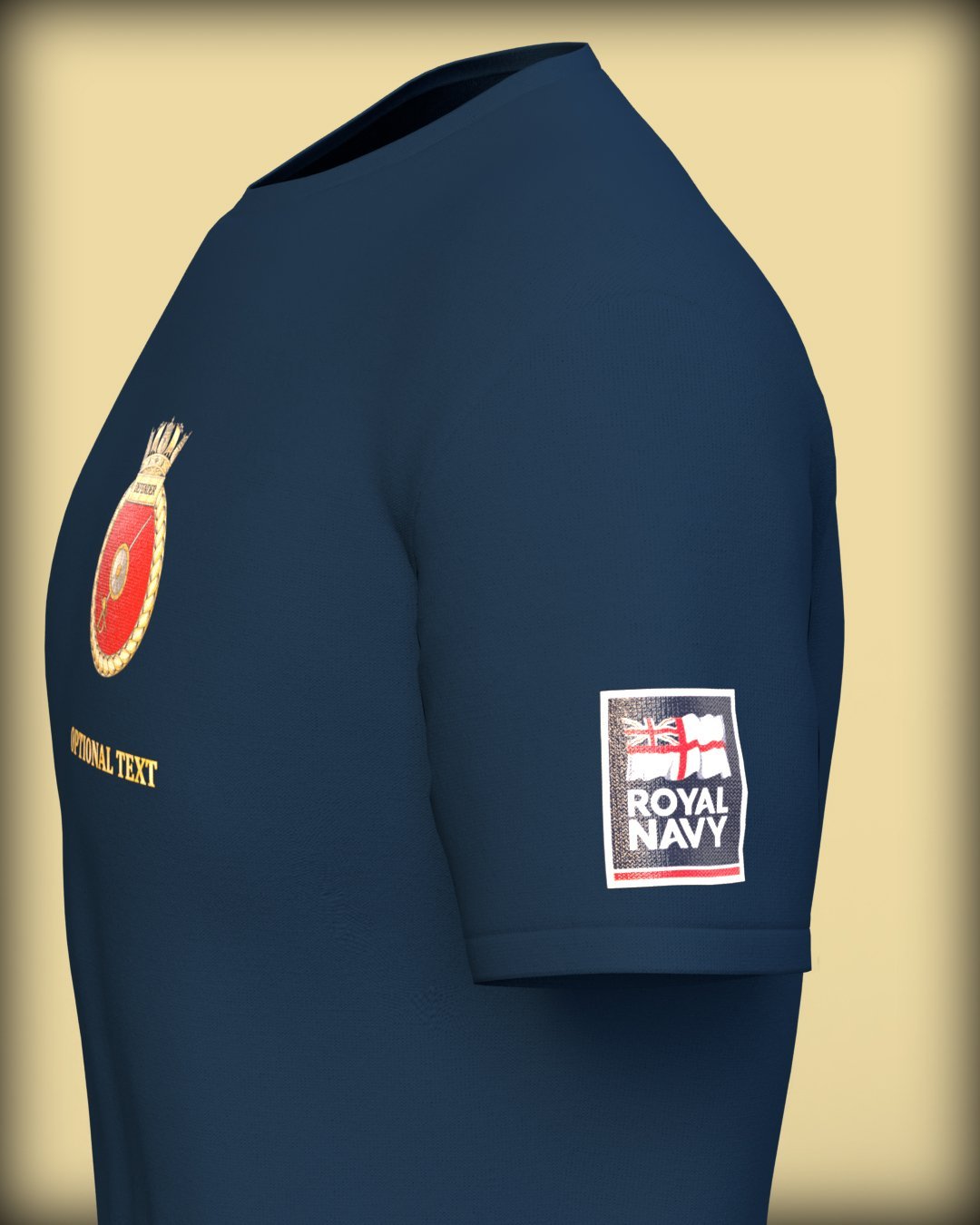 HMS Defender Crest on Navy Blue Tee (Customisable) - Cleekers