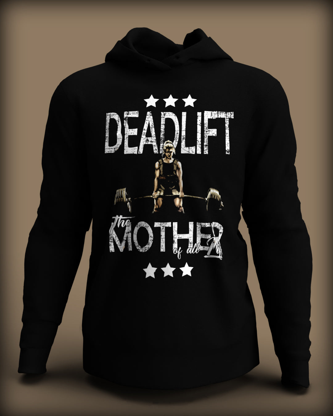 Deadlift Mother on Unisex Black Hoodie (no front pouch)