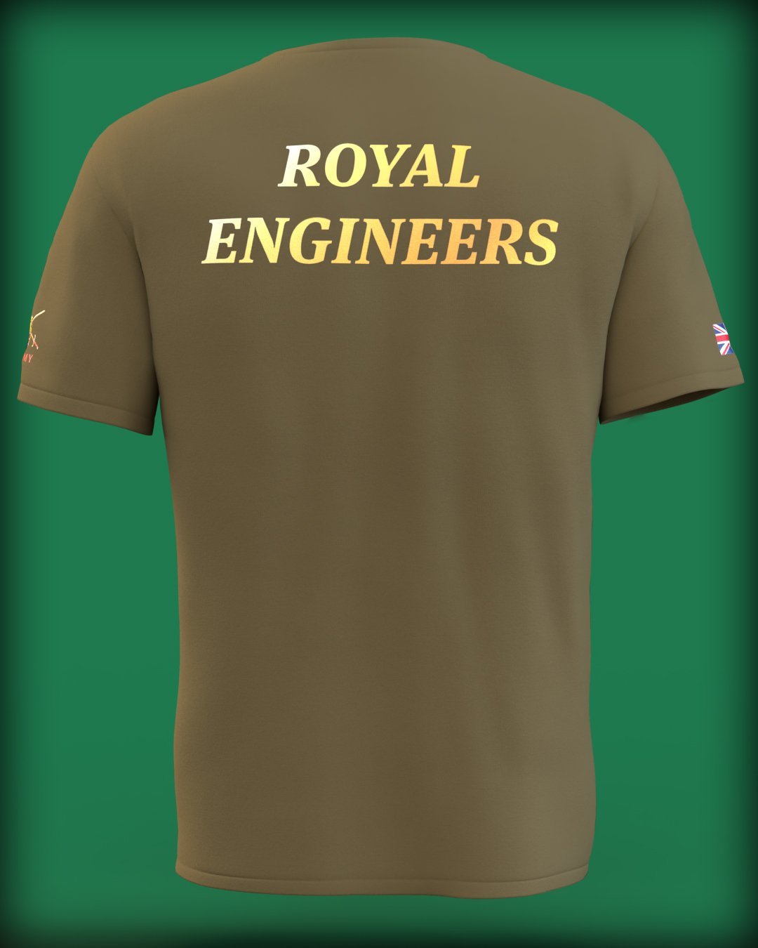 Royal Engineers Badge on Army Green Tee (Customisable) - Cleekers