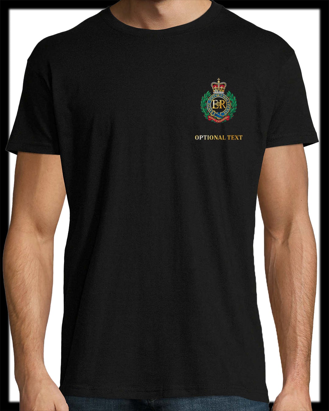 Royal Engineers Badge on Black Tee (Customisable) - Cleekers