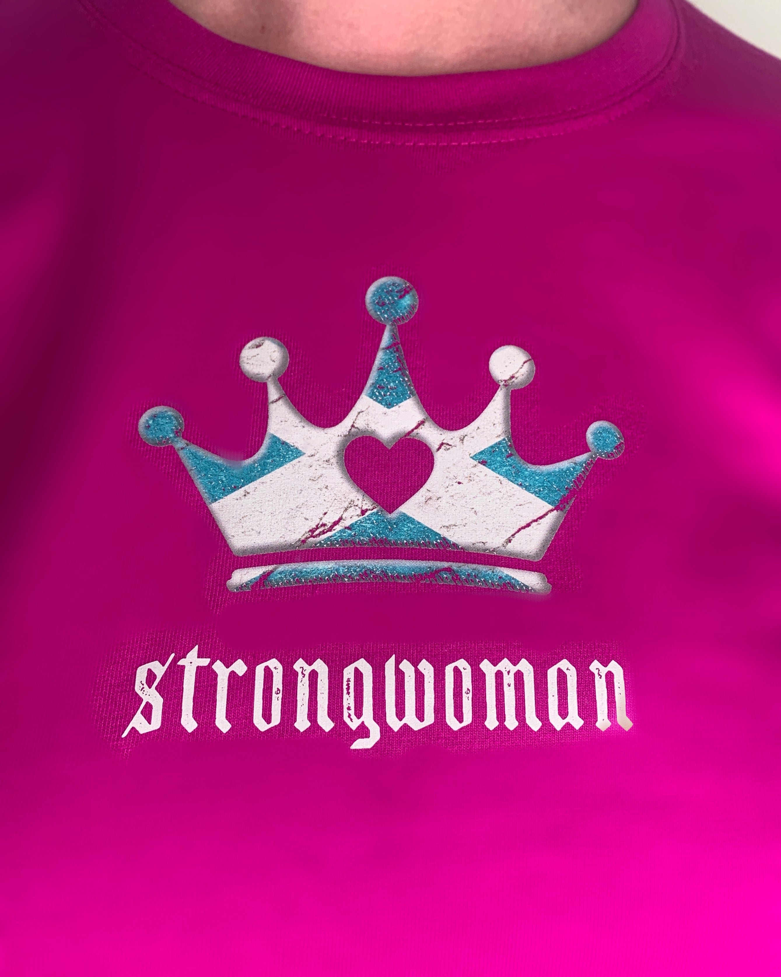 Scottish Strongwoman on Pink Unisex Tee - Cleekers